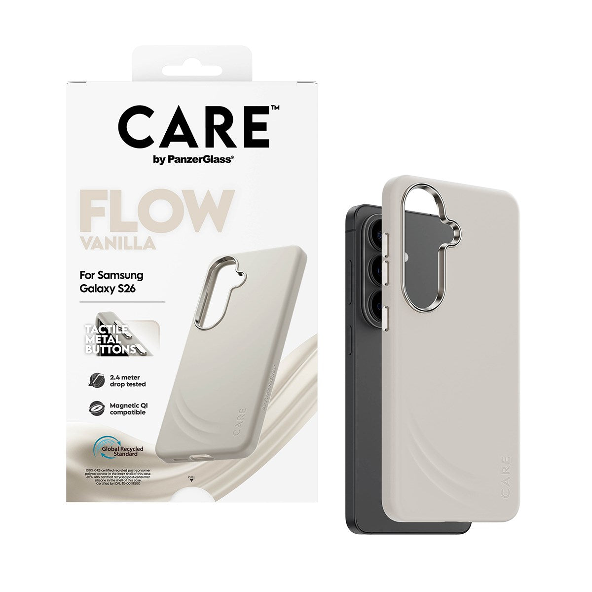 CARE™ by PanzerGlass® Flow Case Vanilla m. Qi Samsung Galaxy S26